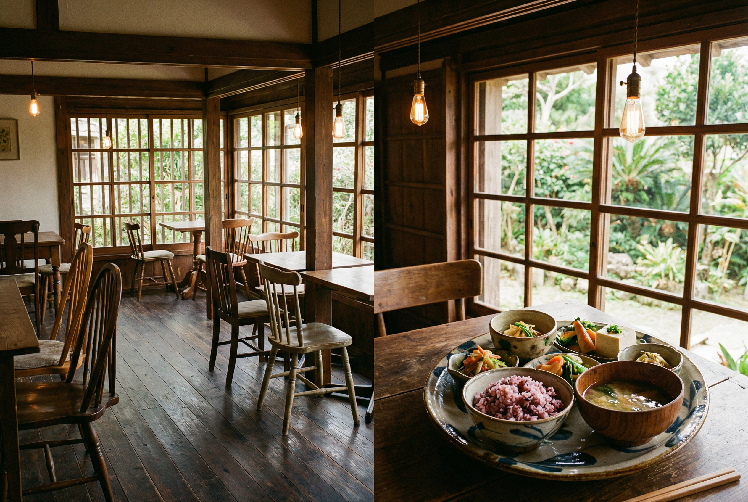 ハコニワの内観と料理